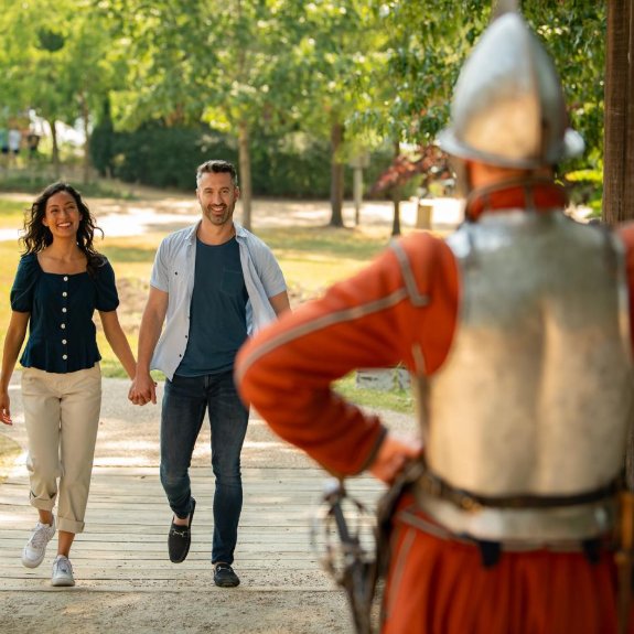 Couple Walking Into Exhibit at Jamestown Settlement