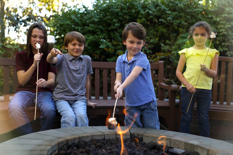 Woodlands Fire Pit Kids Making S'mores