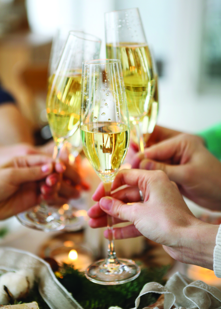 Group of friends toasting with champagne